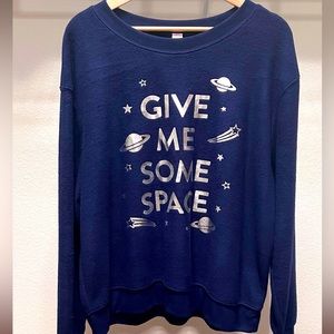 No Boundaries 2XL “Give Me Space” Super Soft Midnight Blue SweatShirt Super Soft